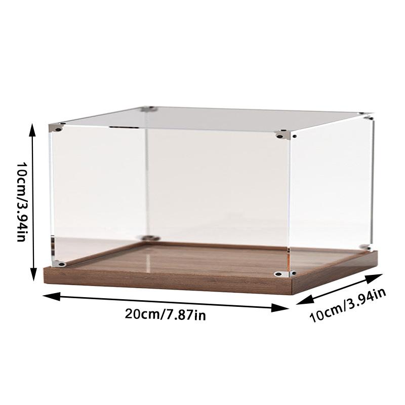 Wooden Bottom Storage Box Window Acrylic Toy Gundam Building Block Box Glue-Free Dust Cover