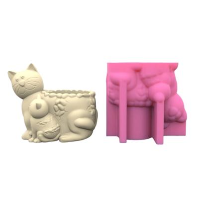 Schöne Katzen-Silikonform, Cartoon-Blumentopf-Form, Kerzentablett-Form für Heimdekorationen, Exploy-Harzformen, DIY-Basteln