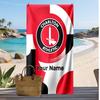 Charlton Athletic Personalized Printed Beach Towel Soccer Logo Support Custom Name Text Absorbent Towel For Sport Travel Special Gift
