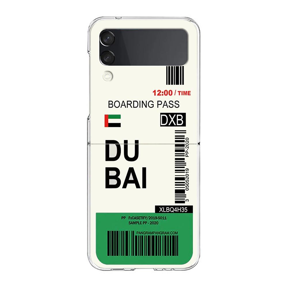 Phone Case For Samsung Galaxy Z Flip 3 4 5 Hard Folding PC World City Travel Ticket New York Label For Samsung Z Flip 6 Cover
