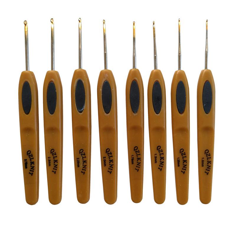 Knitting Tools Plastic Handle Sweater Needle Brown Soft Leather Aluminum Crochet
