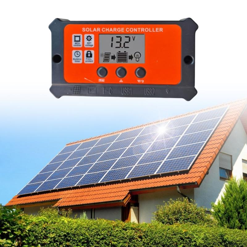 Type C Solar Charge Regulator with 10A Current Control & LCD Display Power Regulator for Outdoor Camping & Travel
