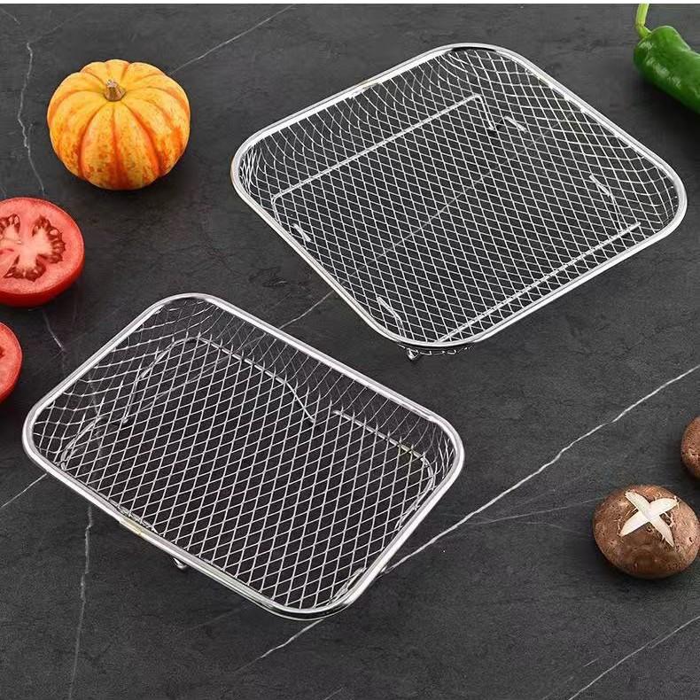 3-teiliges multifunktionales Edelstahl-Regalset: Heißluftfritteuse, Backen, Dämpfen, Braten, Dörren, Kühlen, Abtropfen.