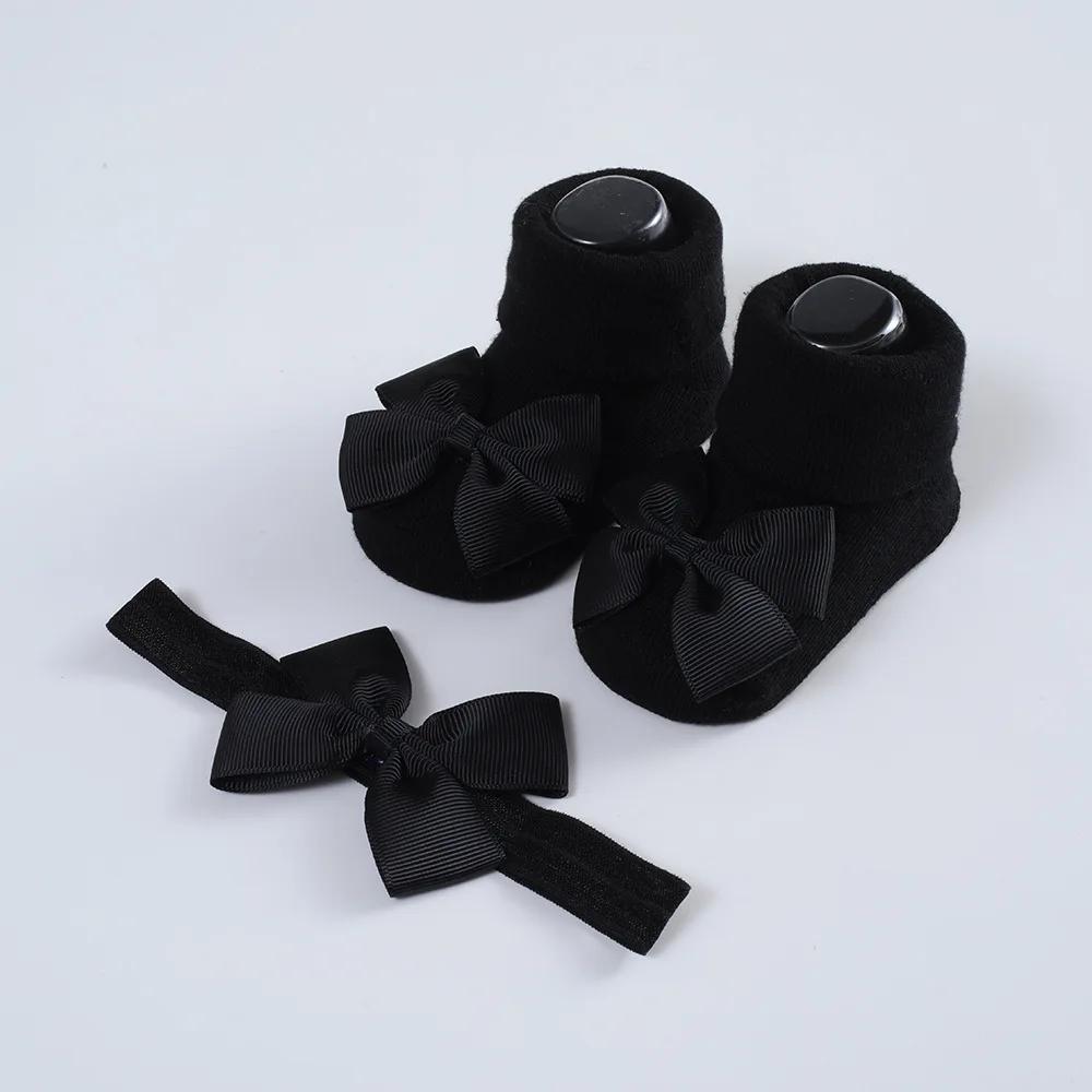 Cotton Newborn Baby Socks and Hair Band Set Ribbon Bow Headband for Baby Girls Breathable Socks Babies Accessories