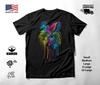Tropical Leaves Neon Graphic T-Shirt Black Unisex S-2XL