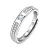 Adjustable Engagement Ring Cubic Zirconia Silver Color for Women Men Wedding Bands Couples Gifts