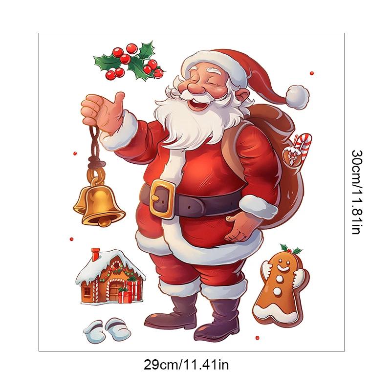Cartoon Christmas Window Sticker Decoration 2025 New Year Snowman Santa Claus Home Kids Room Wall Glass Static Sticker Removable