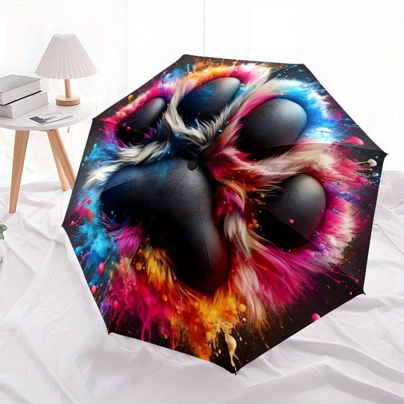 1pc Paw Print Pup Automatic Open/Close Umbrella Sturdy Iron Frame, Compact Travel UmbrellaIntricate Design Umbrella a0829092
