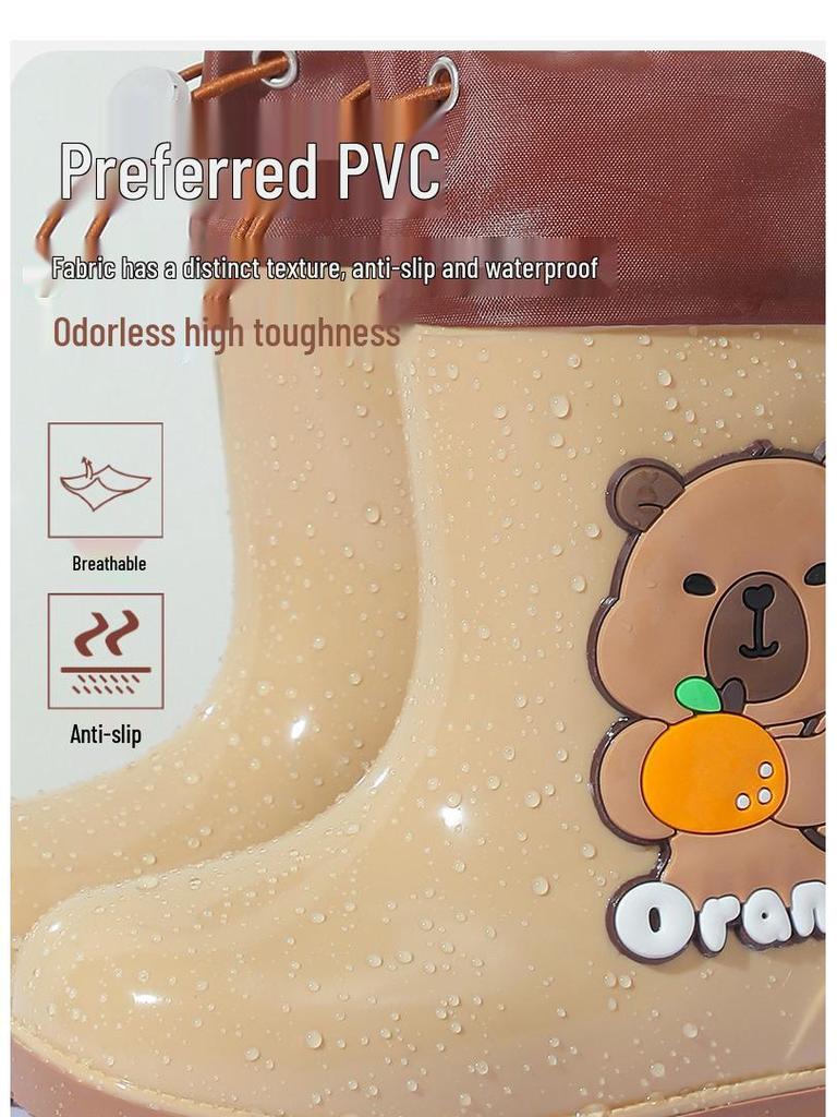 Capybara Kinder Gummistiefel, rutschfest, warm, mit weichen Sohlen
