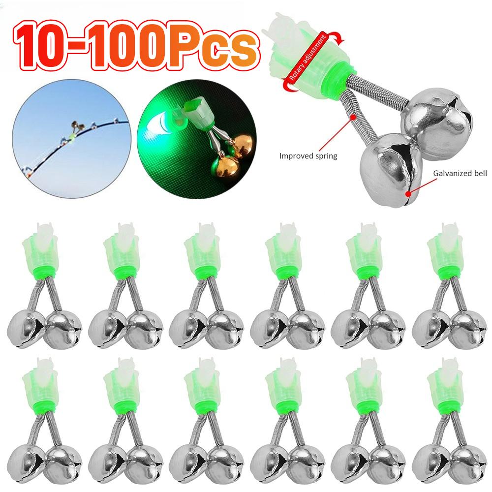 10-100Pcs Fishing Bell Bite Alarms Fishing Rod Clamp Tip Clip Bells Ring Carp Fishing Accessories Tackle Fishing Rod Alarm Bell