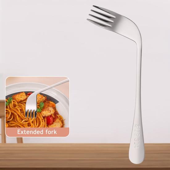 Stainless Steel Elbow Spoon Elderly Self-Feeding Curved Fork Angled Spoon Disabled Adults Patient Feeding Tableware Adaptive Utensils
