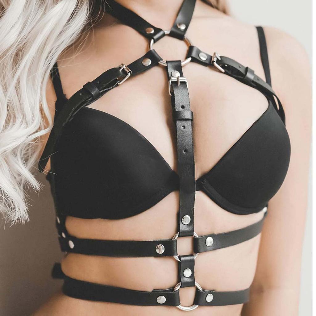 Women Sexy Body Harness Belt Bondage Lingerie Garter Belt Leather Lingerie Gothic Fetish Clothing Festival Rave Outfit