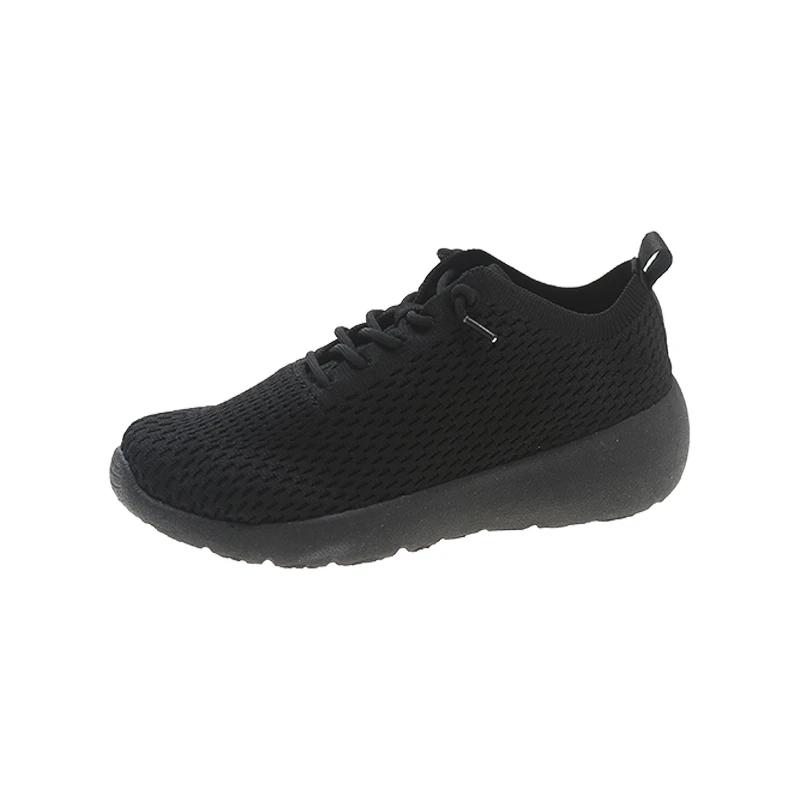 Fashion 2024 New women's knitted sports shoes lightweight lace-up soft running shoes low-top leisure tennis jogging shoes
