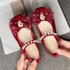 Kids MaryJanes Round Toes Lace Bows Girls Dance Shoes Cute Lace Bows  Spring Autumn Children Flat Shoes Non-slip Soft