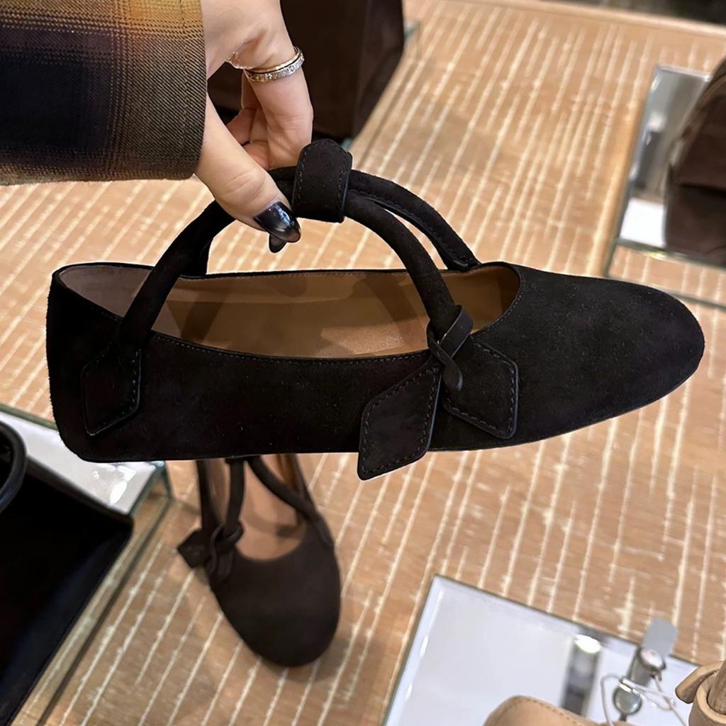 Sheepskin version~ niche simple style handbag shoes round head shallow mouth flat bottom Mary Jane single shoes women's autumn ballet shoes