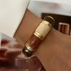 Geometric Striped Vintage Coffee Brown Enamel Wide Cuff Bracelet Open Bracelet  Daily Party