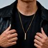 Hiphop Vertical Necklace for Men Boys,Stainless Steel Long Bar Pendant,Classic Punk Jewelry Gift