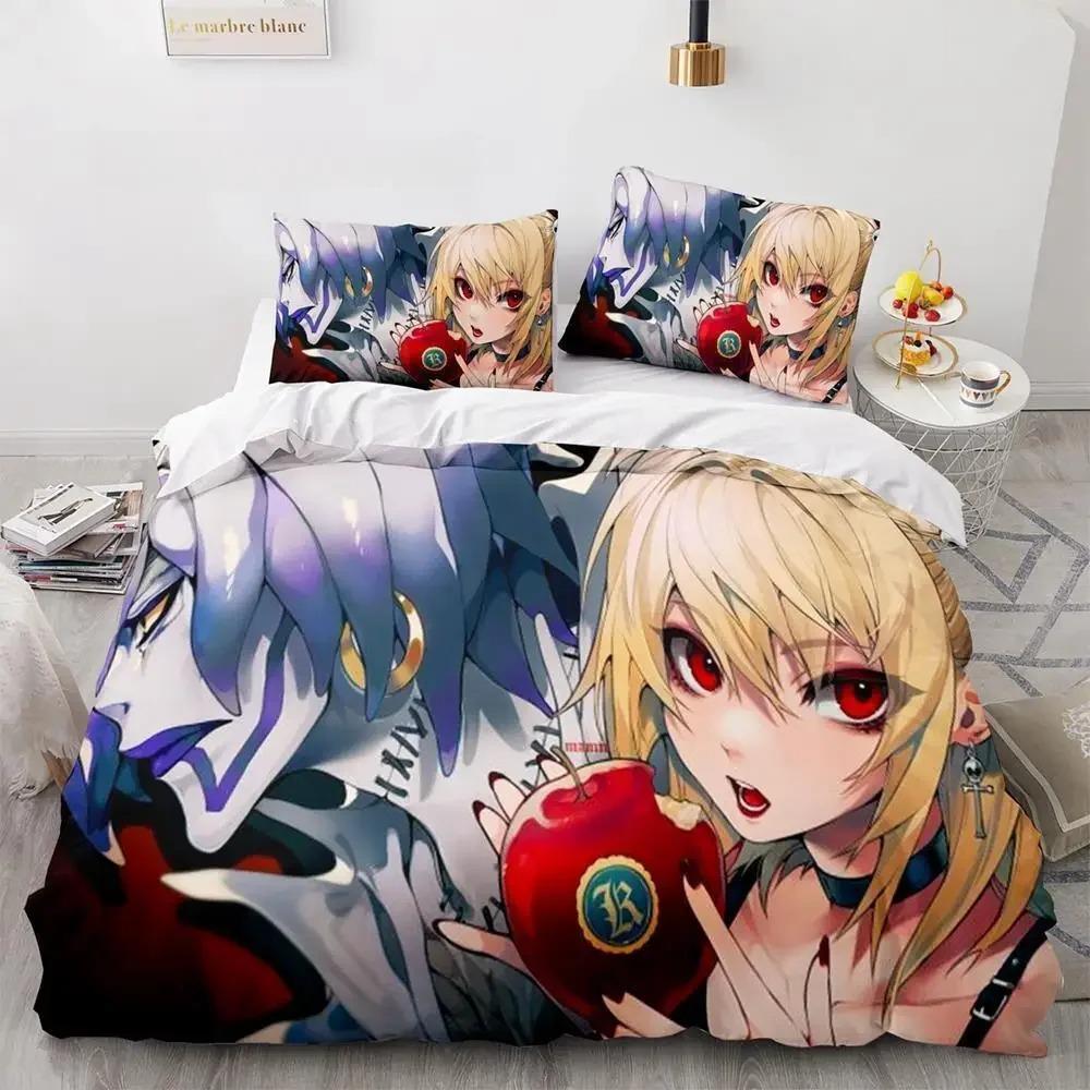 Death Note Bedding Set Single Twin Full Queen King Size Bed Set Adult Kids Bedroom Duvet Cover Sets 3D Print Anime Death Note A