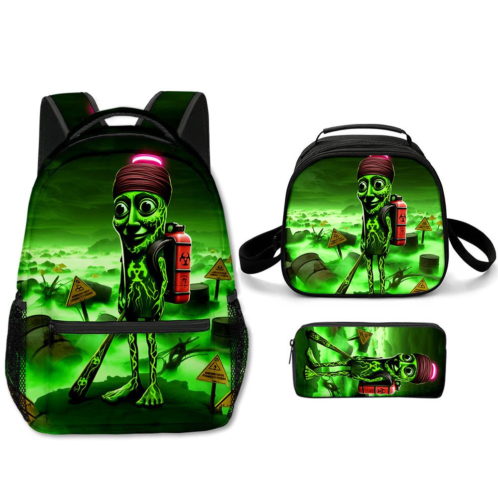 Popolare Novità Cartone Animato Cool tungtungtung Stampa 3D Set da 3 Pezzi Zaini Scolastici per Studenti Zaino per Laptop Borsa a Tracolla Borsa Pranzo Astuccio
