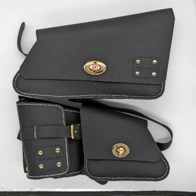 GOLDFAUST Genuine Leather Engine Side Bags for Honda Rebel MC49 Engine Tool Drink Small Item Engine Custom Parts MC49, 250cc, 500cc, REBEL, Cover,