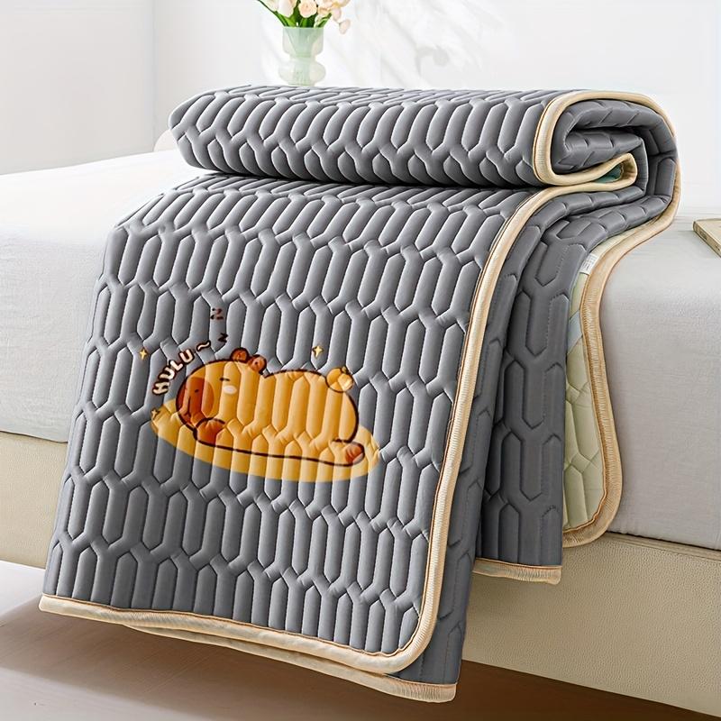 Cool Feeling Ice Fabric Bed Linen Single Summer Cold Bed Pad Washable Cartoon Mattresses  Elastic Band Four Corners Bedspreads