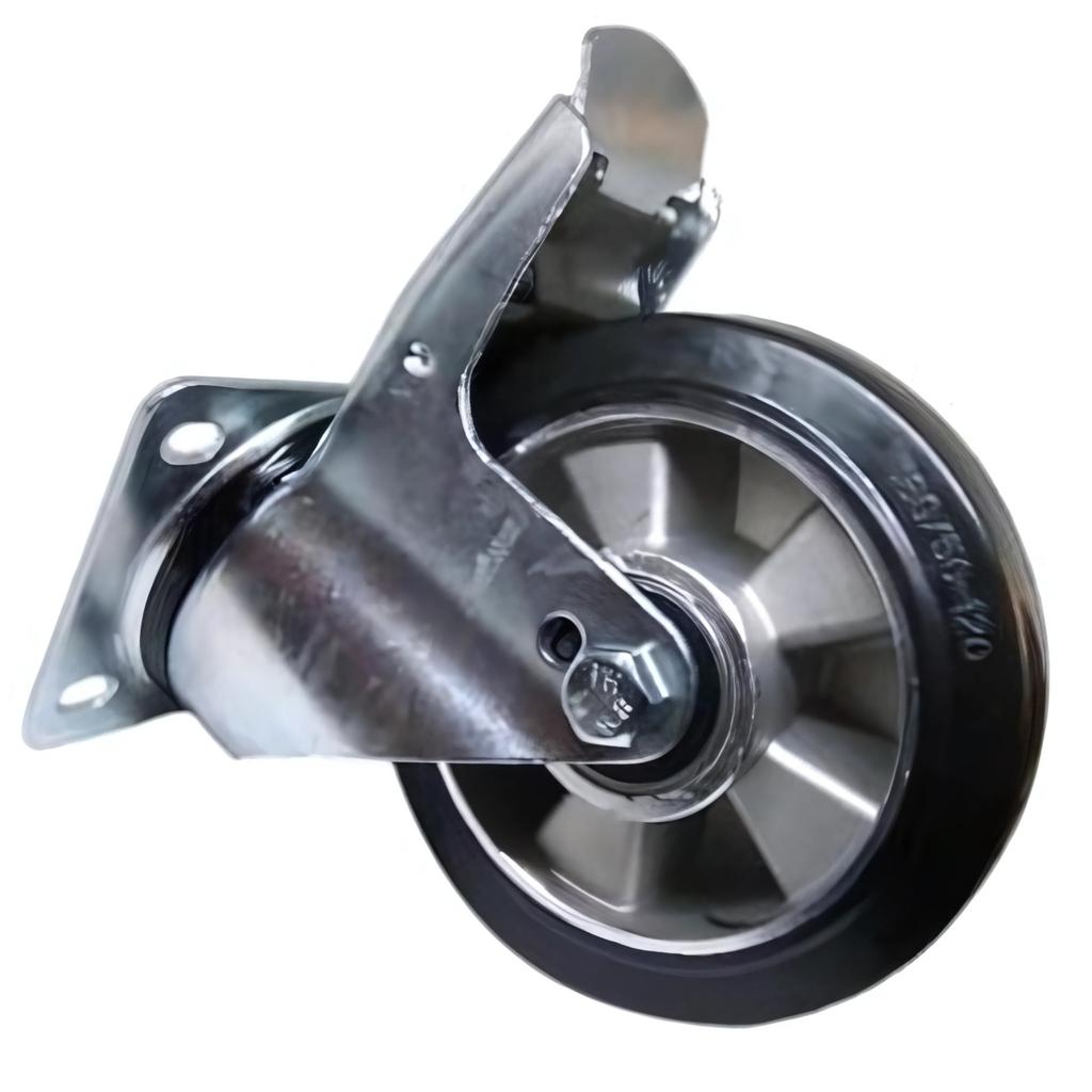 Swivel wheel, wheel set, brake, 200mm, 400kg, BPAB 2003, aluminum-rubber