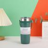 Einfacher Wasserbecher aus Edelstahl Große Kapazität modischer Kaffeebecher Tragbares Silikonseil Auto Auto Bingba-Becher