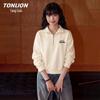 TonLion Women's Polo Collar Letter Print Sweatshirt