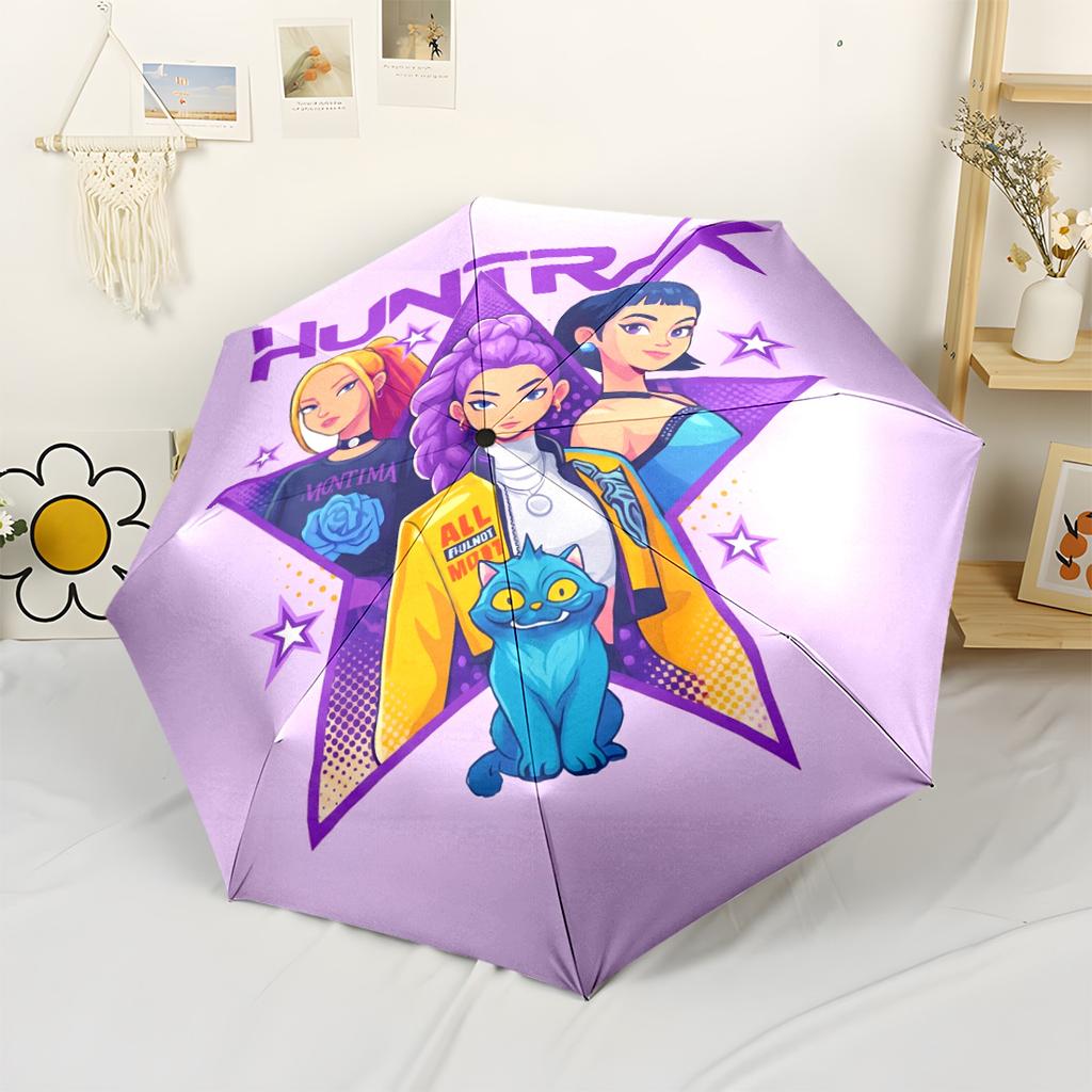 Music Festival Fashion Portable Automatic Umbrella Compact 8-Rib Lightweight Durable Plastic & Iron Perfect for Outdoor Adventures Fashion Lovers
