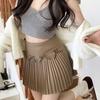 High-Waisted Bowknot Woolen Pleated Mini Skirt for Petite Women - Winter Anti-Exposure Design