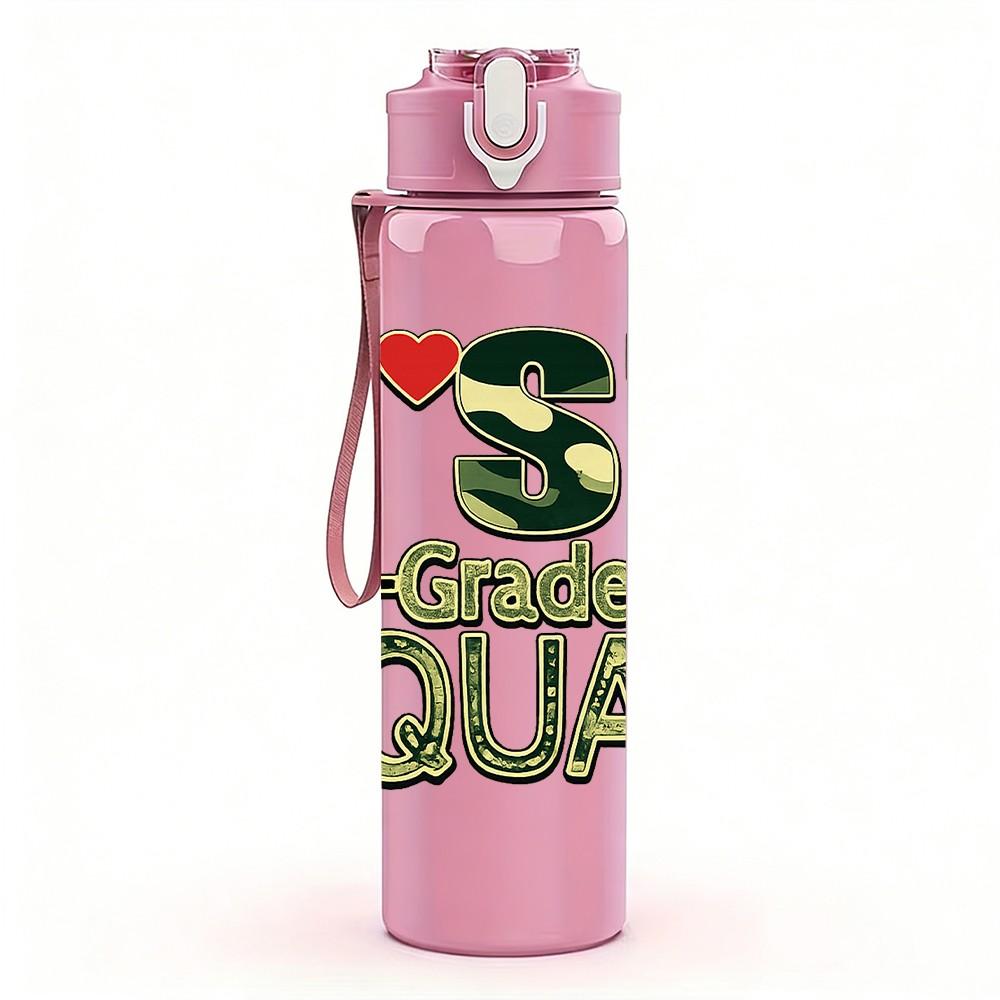 1PC 1st Girl Squad Birthday Text Print 750ml Color Plastic Sports Water Bottle Leakproof Flip Straw Lid Suitable for Sports Office Home Use