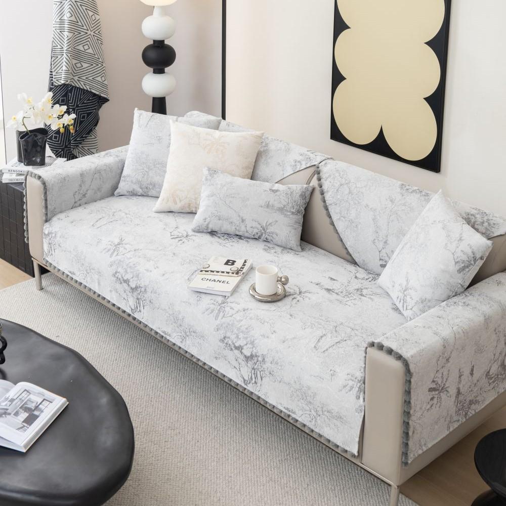 

Универсальный чехол для дивана из шенилла, чехлы для подушек для дивана, нескользящая подлокотник, спинка, плюшевая кружевная подушка для дивана 70X70cm 1pc