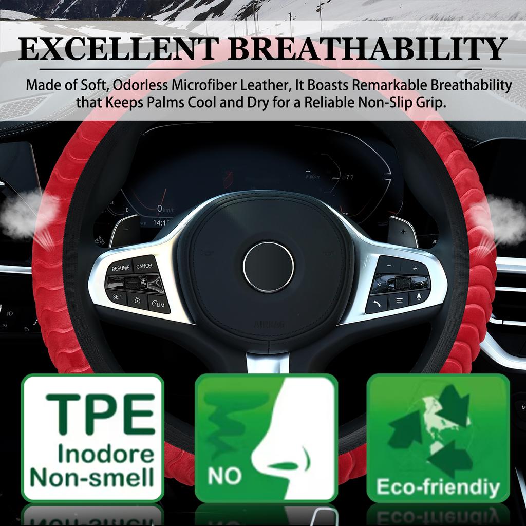 Car Steering Wheel Covers Premium Soft Fur High-density Warm Plush 38CM Auto Steering Wheel Plush Decoration Cover