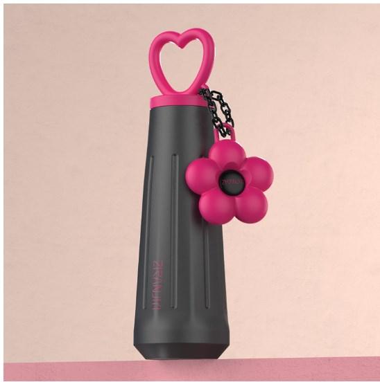 

Модная женская термобутылка для девочек с подвеской в виде подсолнуха, 316 нержавеющая сталь, термоизоляция, вакуумная, спортивная, для воды, для автомобиля 401-500ml чёрный