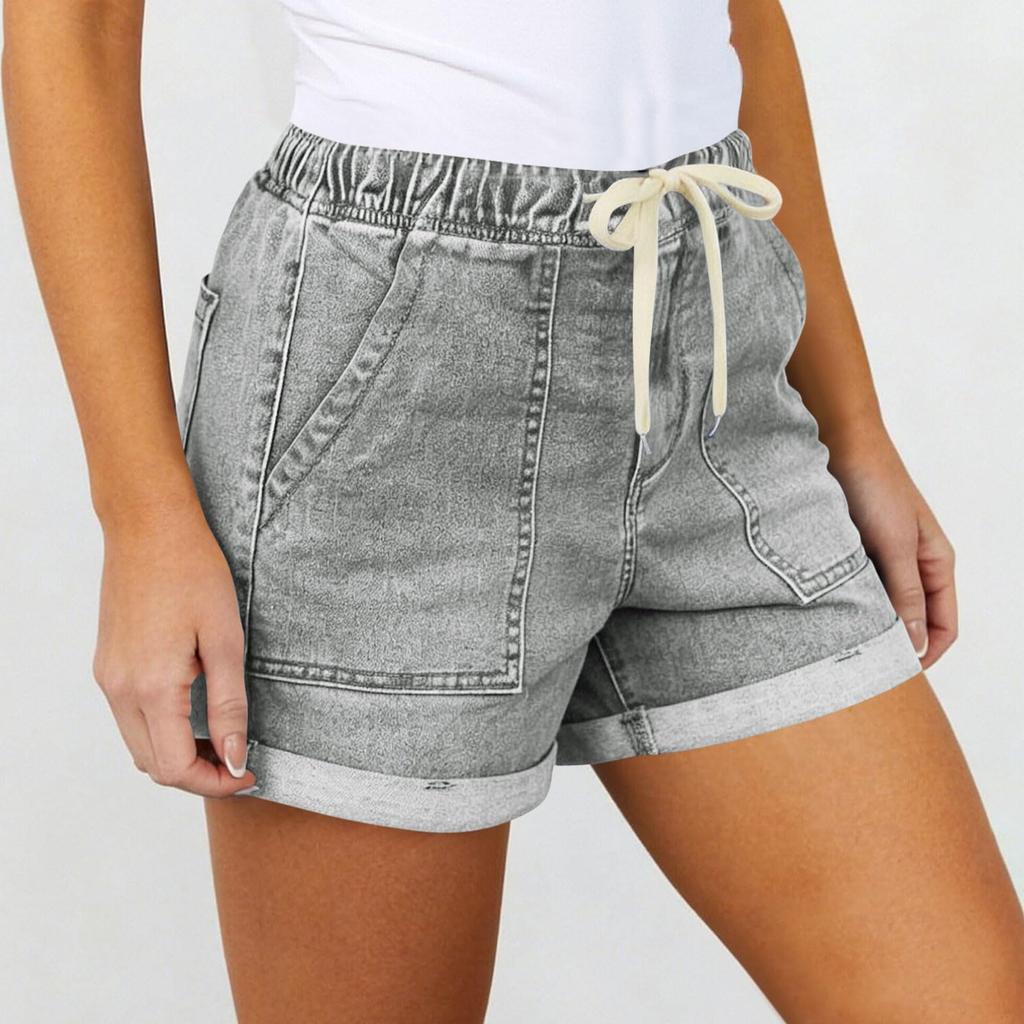 Women's Color Jeans Stretch Slim Fit Distressed Denim Shorts