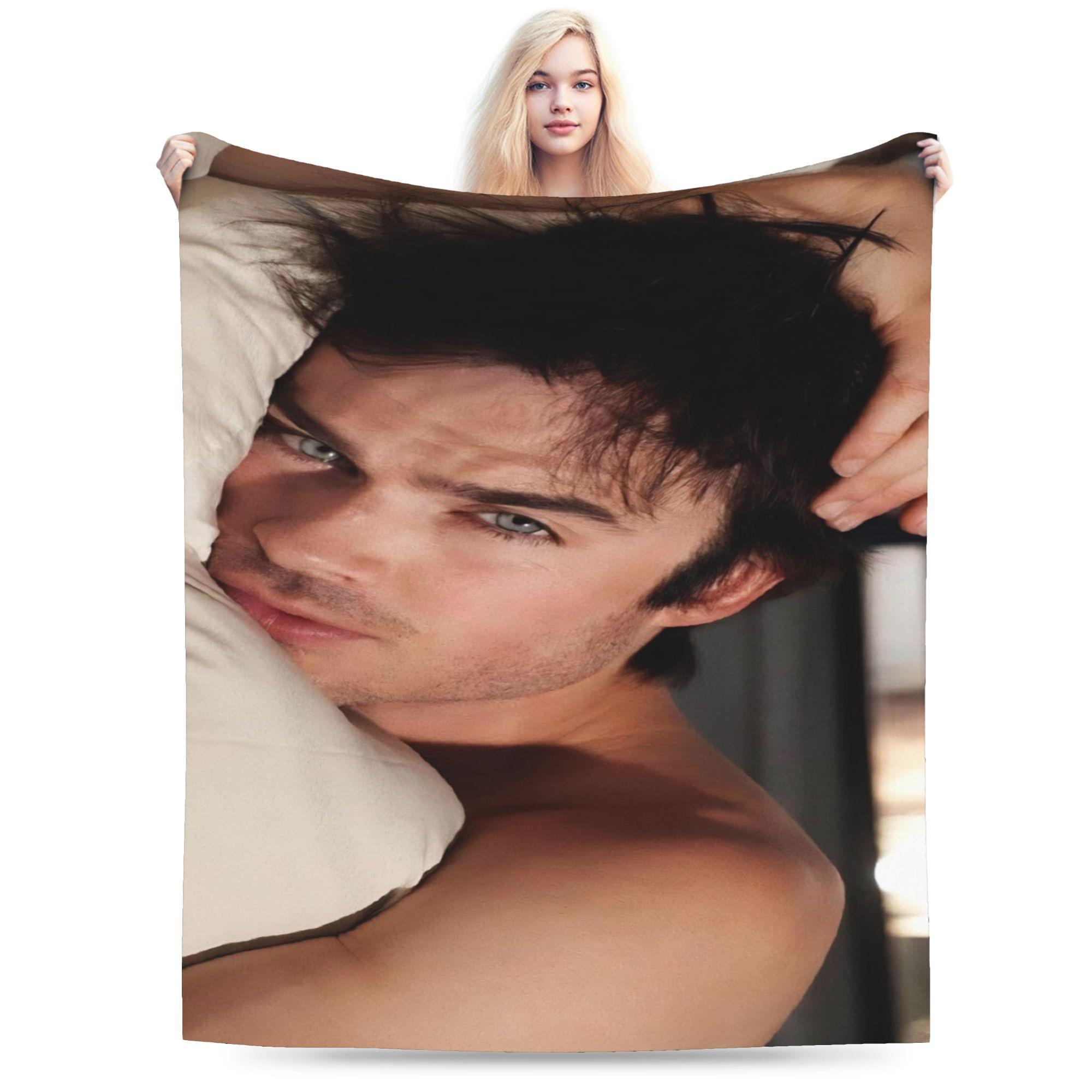Damon Salvatore Blanket Quality Super Soft  Throw Blanket Winter Kids Adult Couch Chair Sofa Bed Comfortable Bedspread 75X95CM