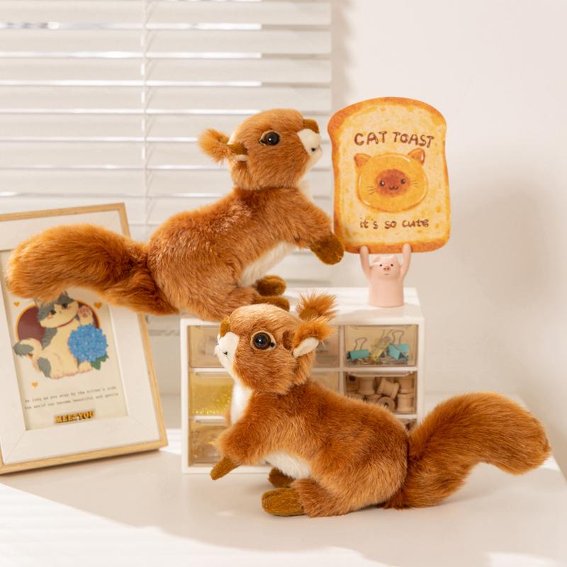 Simulering Ekorre Gosedjur Söt Djurdocka Sittande Livlig Lekfull Heminredning Födelsedagspresenter Zoo Souvenir