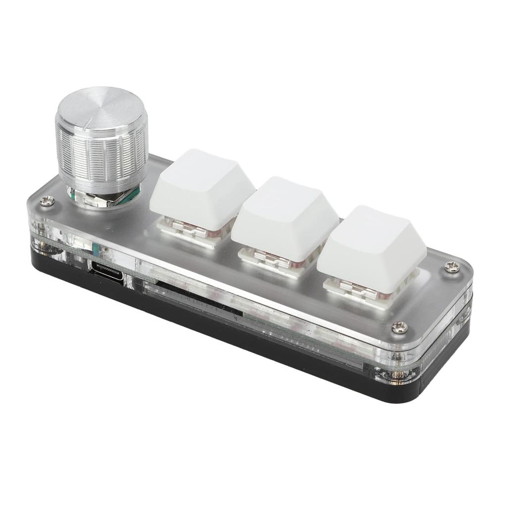 Mini 3-Key Keypad One-Handed Mechanical Gaming Keyboard, White DIY Programmable Mechanical Keyboard with Type-C to USB Interface and RGB Backlight