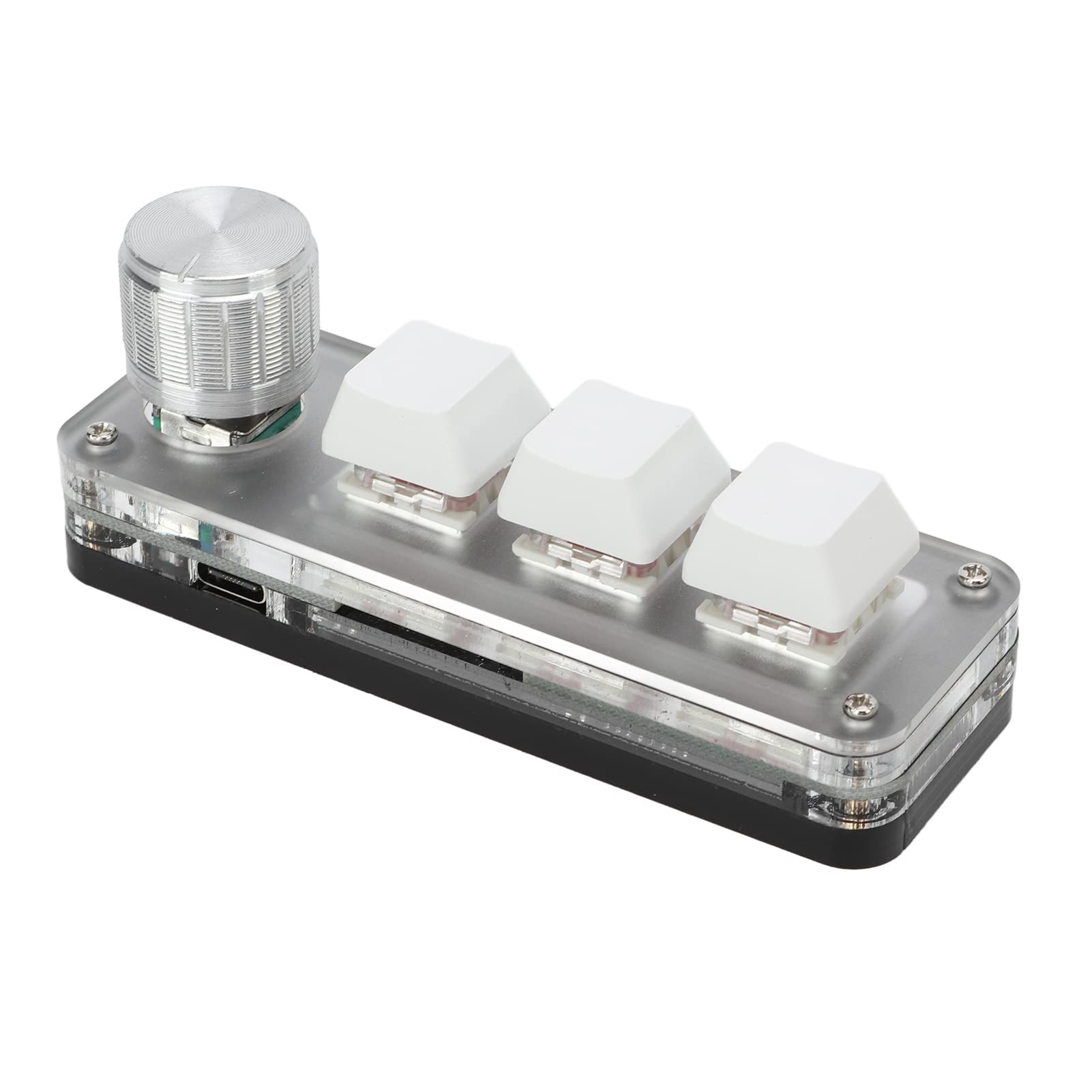 

Mini 3-Key Keypad One-Handed Mechanical Gaming Keyboard, White DIY Programmable Mechanical Keyboard with Type-C to USB Interface and RGB Backlight