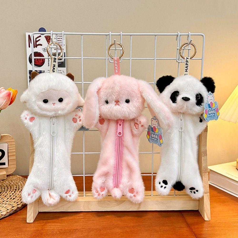Cute Animal Plush Pencil Case Cartoon Makeup Bag Zipper Stationery Pouch  Award Gifts