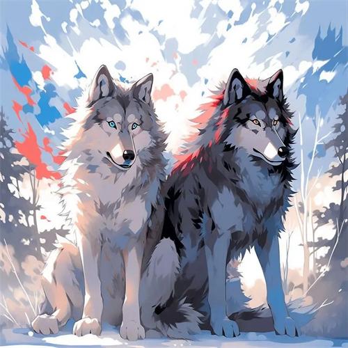 

Набор для алмазной живописи Волк Мультфильм Полный квадрат Круглая вышивка Мозаика с изображением животных Ручная работа Подарок Настенный декор Full Round 20x20CM