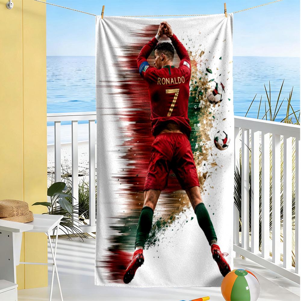 Ronaldo's Legacy Soccer Beach Towel Super Soft Microfiber Quickdry Fabric Comfortable Lightweight