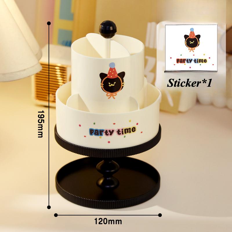 Cartoon Puppy Pen Holder Storage Box with Free Stickers INS Style Large Capacity Rotatable Storage Box for Students Desktop New