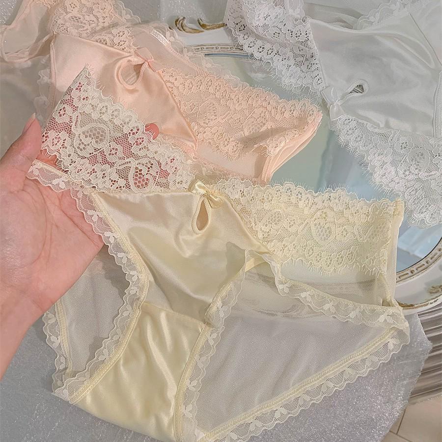 Women's French Lace Mesh Breathable Low-Rise Briefs
