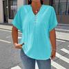 T-shirt Casual da Donna Taglie Forti Casual Colore Unico Bottoni Scollo a V Elegante Colore Unico Manica Corta Abbottonata Moda Quattro Stagioni Nuovo