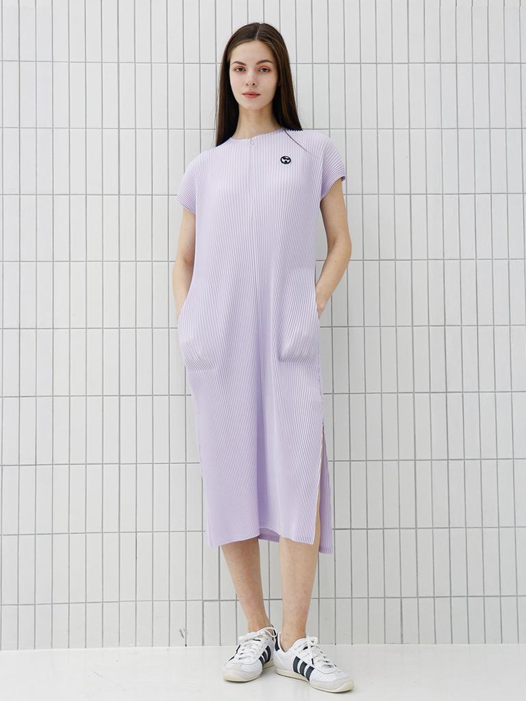 Waiowai Front Zip-Up Slit Dress_Purple