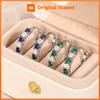Huitan Women Hoop Earrings Set Elegant Blue/Green Cubic Zirconia Fashion Party Wedding Charming Lady Jewelry Set with Gift Box
