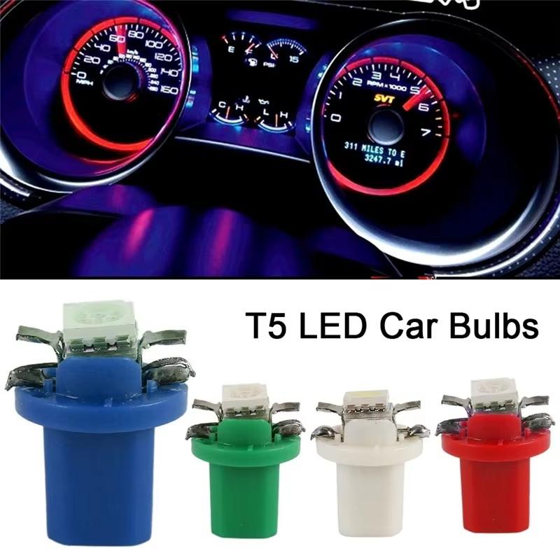 10Pcs T5 B8.5d LED Light Cars Interior Lamp Accessories Speed Lights Bulb Dashboard Side Switch Lamps 12V Instrument Signal Lamp