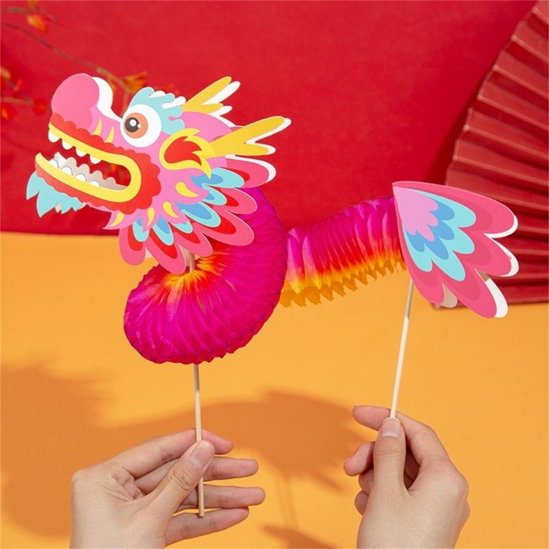 Paper Dragon Puppet Kits Paper Dragon Toy Chines New Year Supplies