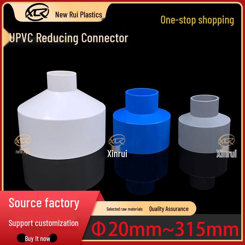 PVC Reducer Water Pipe Connector Fittings - Sizes: 20, 25, 32, 40, 50, 63, 75; Colors: Gray, White, Blue